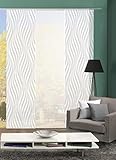 Vision S 88720 | 3er-Set Schiebegardinen Wave | halb-transparenter Stoff in Bambus-Optik | 3X 260x60 cm | Farbe:, Farbe:grau