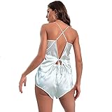 keephen Damen Nachtwäsche Eisseide Hosenträger Pyjamas Sommer Damen Loungewear Hosenträger Shorts Zweiteiliges Set Damen Nachtwäsche