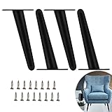 MIRODO 4 Stück Möbelfüße 4 Stück Möbeltischbeine, austauschbare Metallmöbelbeine, Sofabeine, Bett, TV-Schrank, Schreibtisch, Couchtisch, Esstisch und andere Möbelstützfüße, mit Schrauben, schwarz