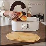 POCHY Mode Brotkästen Klassischer und stilvoller Brotkasten, Brotkasten mit strapazierfähigem Holzdeckel, Brothalter aus Metall, tragbare Brotaufbewahrung, um frisch zu bleiben SchönGroßzügig