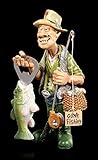Angler Figur mit Fisch als Flaschenöffner | Fischer Dekofigur, handbemalt