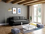 Vente-unique Schlafsofa 2-Sitzer - Stoff & Kunstleder - Schwarz & Anthrazit - JADEN