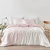 Sweet JoJo Designs Boho Chic Farbblock Bohemian Light Blush Pink and Ivory Off White Bettbezug und Kissenbezug, 3teilig. Full Queen Size Minimalistisch Modern Colorblock Bettwäsche Schlafzimmer