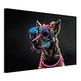 murando Akustikbild Hund lustig Bilder 90x60 cm Akustikschaum Hochleistungsschallabsorber Schallschutz 1 tlg Wandbild Raumakustik Schalldämmung Cyberhund g-H-10056-b-a