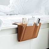 Lmsoed Betttasche, Filz Sofa Aufbewahrungstasche Anti-Rutsch Hängetasche, Filz Bett Caddy Organizer, Sofa Hängeaufbewahrung Bett Organizer für Buch, Brille, iPad, Handy (khaki)
