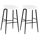 Barhocker 2er-Set, Bistrohocker Tresenhocker Barstuhl aus Metall und PP, Industrieller Barstuhl, Stabiles Metallgestell, für Restaurant, Küche, Bar, 48 x 47,5 x 95,5 cm Weiß