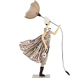 Mummeta Skitso Sakura Puppe mit Regenschirm h Figur 64 cm h mit Lampenschirm 85 cm aus Holz und recycelten Stoffen