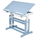 TecTake 800117 Schreibtisch mit Schublade,109 x 55 cm, höhenverstellbar und neigbar (Blau Weiß | Nr. 400927)