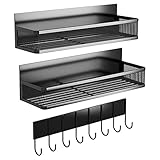 Shenrongtong Magnetisches Gewürzregal für Kühlschrank, Kühlschrank, magnetischer Utensilienhalter – Starkes magnetisches Regal mit 8 Aufhängern für Gläser, Flaschen, Küchentücher, Kochutensilien