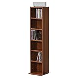 [en.casa] Bücherregal Tynset 90 x 20 x 20 cm CD Regal Standregal Regal Aufbewahrung 6 Fächer Walnuss