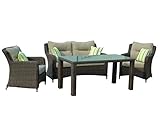 Dehner Geflechtlounge Toska, 4-teilig, Polyrattan, braun, inkl. Polster