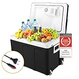 TZS First Austria elektrische Kühlbox 45 Liter | 12 Volt & 230 Volt Anschluss | mit 12-V-Stecker fürs Auto | mobiler Minikühlschrank mit Rollen | für Camping, Festivals, Reisen | mit Warmhaltefunktion