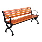 ZMYJTO Gartenterrassenbank Außenbank, Balkonsitzplatz im Innenhof mit Rückenlehne und Armlehnen, Metallrahmen und korrosionsbeständige Parkbank aus Massivholz, bietet Platz für 2-3 Personen, für Ve