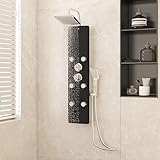 TALCUS Hardware mit Duschpaneel Glas 25x47,5x130cm schwarz
