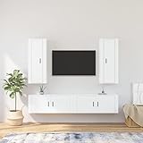 CIADAZ 4-TLG. TV-Schrank-Set, Wohnzimmer Möbel, Fernsehschrank, Sideboard Wohnzimmer, Tv Lowboard, Tv Kommode, Tv Möbel, Wohnwand, Weiß Holzwerkstoff