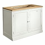 LOBERON® Spülenschrank Évreux, Ulmenholz, Pappelholz, H/B/T ca. 89/120/60 cm, antikweiß/braun