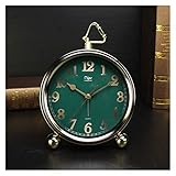 FIONEL Wecker Alarm Leichter Luxus vergoldeter stummschalten Wecker Metall kreative Uhr, Desktop-Dekor Nachttisch Wecker (Color : 2)