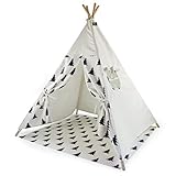 Hej Lønne Tipi Zelt für Kinder mit Bodenmatte 120 x 120 x 150 cm - Kinderzelt für Drinnen - Spielzelt Kinder Tipi mit Bodendecke und Fenster - inkl. Beutel und Anleitung