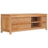 ZEYUAN TV-Schrank, TV Lowboard, TV Board, Fernsehtisch, Fernsehschrank, Wohnzimmer, TV Tisch, Fernseher Tisch, Fernsehkommode, 120×30×40 cm Massivholz Teak