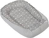 Medi Partners Babynest Kuschelnest Babynestchen 100% Baumwolle Waffle Nestchen Reisebett für Babys Säuglinge 100x60x15cm Sicherer Verschluss (‎Sternen mit Grauen Waffle)