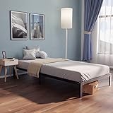 Dreamzie Bett 90x200 aus Metall - Bettgestell 90 x 200 für Matratze Einzelbett, Höche 35 cm - Großer Stauraum, Leicht zu Montieren und Stabil - Schwarzer Lattenrost