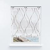 Yujiao Mao Voile Raffrollo ohne Bohren mit modernen Streifen Druck Ösenrollo Raffrollos mit Hakenaufhängung Transparenter Vorhang Braun BxH 60x130cn 1 Stück