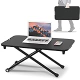 HAIAOJIA Höhenverstellbarer Schreibtischaufsatz Tragbarer Stehpult Sitz Steh Aufsatz Schreibtisch Konverter Standing Desk Converter Erhöhung Tischaufsatz/Gasfeder/Belastbar 10KG / Schwarz