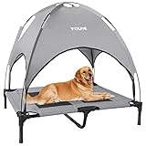 YOUMI Haustierbett mit Baldachin Wasserdicht, Erhöhtes Haustierbett mit Atmungsaktivem Mesh Abnehmbarem Baldachin Grau für UV-Schutz für Kleine und Mittelgroße Hunde, 92 x 76 x 92 cm