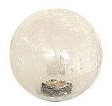 Spetebo LED Solar Glaskugel aus Crackle Glas - 25 cm - Kugelleuchte mit 30 LED in warm weiß - Garten Balkon Terrasse Deko Bruchglas Kugel Lampe Beleuchtung