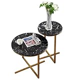 ARMOQ Minimalistischer Kreativer Couchtisch, Kleine Überlappende Endtische, Runde Couchtischsets, 2 -Teilige Nisttische Für Das Büro Des Wohnzimmers Balkon
