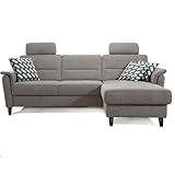 Cavadore Schlafsofa Palera mit Federkern / L-Form Sofa mit Bettfunktion / 244 x 89 x 164 / Stoff Hellgrau