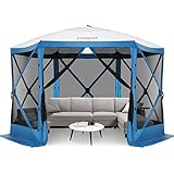 COBIZI Gartenpavillon 4x4 m, Pop Up Pavillon mit Moskitonetz, Tragetasche, Erdspießen, Faltpavillon Wasserdicht Stabil und Komplett für Outdoor-Camping, Gartenzelt, Party Zelt für 8–10 Personen