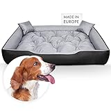 Black Lion Hundebett Grosse Hunde waschbar 115x95x20cm, Hundebett XXL + 2 Hundekissen wasserdicht, Hundebett mittelgroße Hunde, Hundeschlafplatz, Hundebetten, Hundezubehör, Hund, Indoor und Outdoor