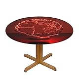 Tischdecke, rund, elektrisch, Globus-Druck, elastische Kanten, schmutzabweisend, öldicht, Tischschutz für Esszimmer, Küche, Picknick, Party, Größe S: 122 cm, M: 138 cm