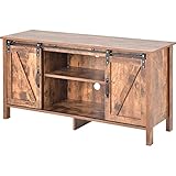 Virgorack TV-Schrank im Industrie-Stil mit Stauraum, Vintage Braun Sideboard mit 2 Schiebetüren, verstellbare Regale, Wohnzimmer