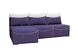 mb-moebel Ecksofa Sofa Eckcouch Couch mit Schlaffunktion und Bettkasten Ottomane L-Form Schlafsofa Polstergarnitur MAKRO Lila (Ecksofa Links)