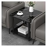 Couchtisch Wohnzimmertisch Quadratischer 19,6-Zoll-Beistelltisch, Nachttisch mit 2-stöckigem Ablagefach, Bistrotische for drinnen und draußen, Couchtisch for kleine Räume Beistelltisch ( Color : Black