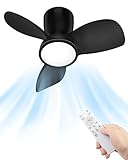 DEEPLITE Moderner Deckenventilator mit Lampe und Fernbedienung, dimmbares Licht 3000–6500 K, Timing, 6 Lüftergeschwindigkeiten, mühelose Lichtdimmung für Wohnzimmer, Esszimmer, Schlafzimmer, Büro.