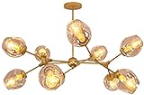 PERTID Moderner Kunst-Sputnik-Kronleuchter für exquisite Heimdekoration, für Wohnzimmer, Esszimmer, exquisiter Glas-Kronleuchter für Heimdekoration, goldene 10-flammige Molekular-Pendelle