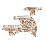 WDZCZDoo 3 Schicht Glas Obstteller, 3 Etagen Tortenständer Glas Metall Kuchenständer Tortenplatte Obstschale Dessert Cupcake Ständer Tortentreppe, Golden