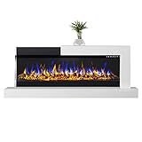 GLOW FIRE Edge 36 Elektrokamin mit Heizung, Wandkamin,elektrischer Kamin mit LED-Licht, zuschaltbarem Heizlüfter & Fernbedienung, Multi-Color LED-Technik und Heizfunktion 1600 W, Breite 127 cm