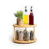 Gewürzregal Drehbar von Bioexxe - Ein 2-stöckiges Gewürzregal – Das vielseitige Gewürzkarussell aus Holz für Küche, Bad und Wohnzimmer – Ein Gewürzkarussell drehbarmit den Maßen 18x25 cm