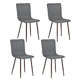 Homy Casa Set von 4 Stoff Esszimmer Stühle, Küchenstühle, Stoff gepolsterter Sitz mit Metallbeinen für Esszimmer Schlafzimmer Wohnzimmer (grau, 4)