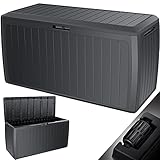 KESSER® Auflagenbox 290 Liter Mit Rollen Griffe 100 kg belastbar Smart Click System Truhe Gartenbox Kissenbox Anthrazit