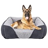 JOEJOY Hundebett Grosse Hunde Hundekorb Waschbar - Flauschig Hundekorb, rutschfest HundeköRbchen Hundebetten, Kuschelig PlüSch Hundekorb für Hunde und Katzen(XL 89×63×23 cm Grau)