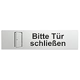 Türschilder24 Aluminium Türschild Bitte Tür schließen 160 x 40 x 1,5mm (Oberfläche veredelt) • Selbstklebend