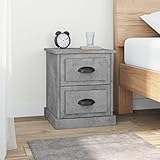 JUNZAI Nachttisch, Nachtschrank, Nachtkästchen, Bedside Table, Komodenschrank, Nachtkommode, Beistelltisch, Nightstand, Schlafzimmer Möbel, Betongrau 39x39x47,5 cm Holzwerkstoff