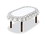 HAFT® Oval Tischdecke Tischläufer Spitze Weiß Tischdecke mit Stickerei