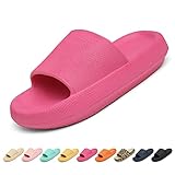 Somic Hausschuhe Damen Herren Cozislides Original Damen Badelatschen Cozy Slipper Damen Sandalen Sommer Badesandalen EVA Rutschfest Ultraleicht Badeschuhe Zuhause Flip Flops Himbeerrot 4243