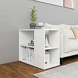 BULANED Beistelltisch, Tabletttisch, Blumenhocker, Nachttisch, Couchtisch, Wohnzimmer, Nightstand, Weiß 60x30x50 cm Spanplatte